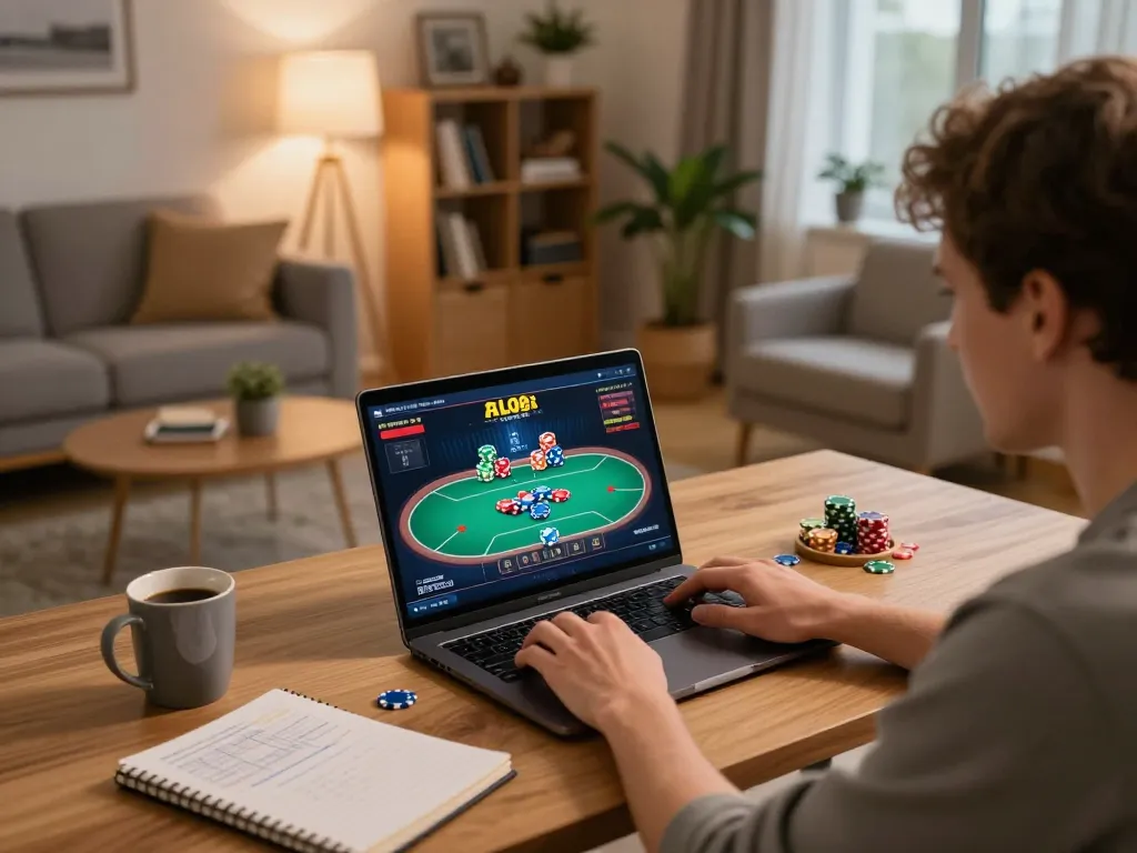 Play ALO8's online casino with excitement in a cozy home setup