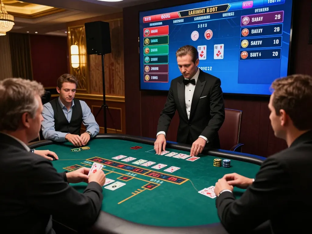 Players engaging with live dealer blackjack on GA88 platform, showcasing strategic gameplay and luxurious casino atmosphere.