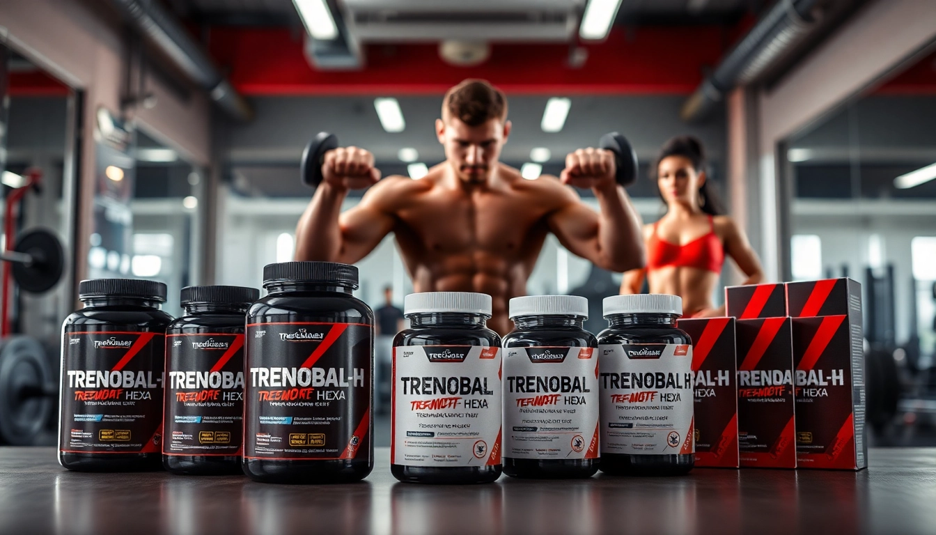Trenobal-H Trenbolone Hexa producten in een actiemoment van fitness met enthousiasme.