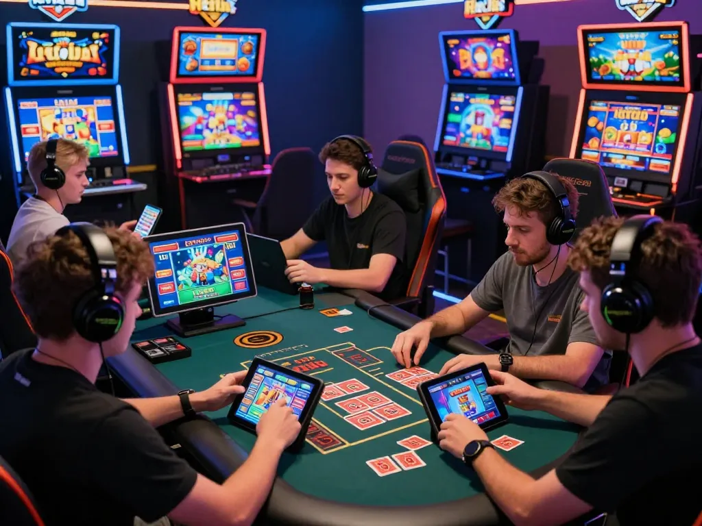 Hitclub online gaming experience with diverse players enjoying live casino games, slots, and card games in a modern digital setting.