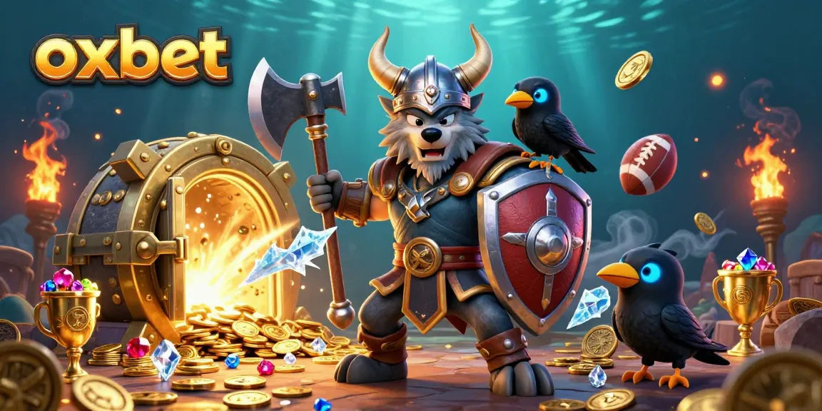 Engage in thrilling gaming with oxbet featuring a Viking wolf warrior, dragon, and treasures of chance.