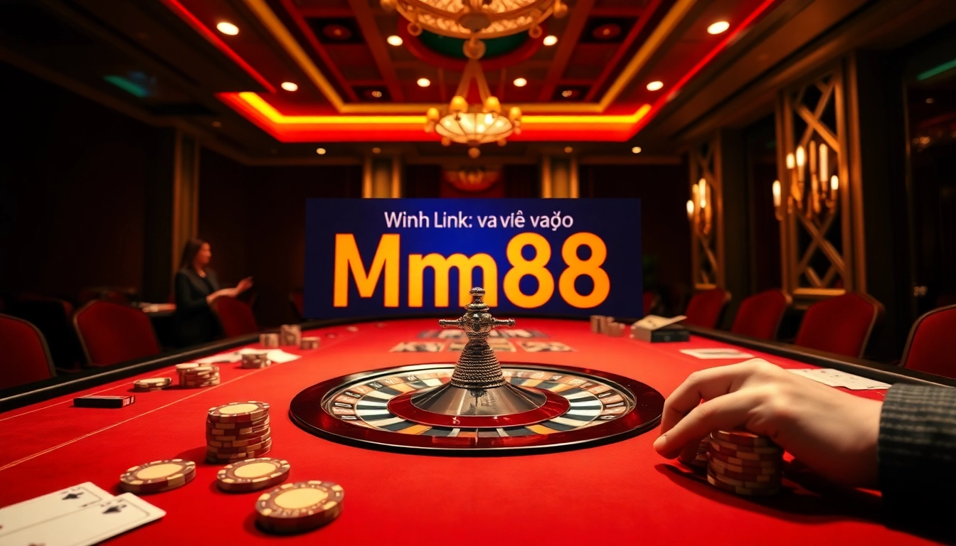 Experience the thrill of Link vào Mm88 as players engage at a luxury casino table with vibrant cards and chips.