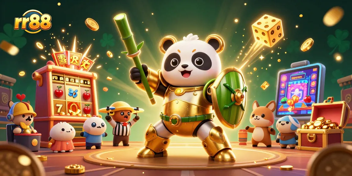 Experience the thrilling excitement of rr88 with a vibrant 3D casino scene filled with games and action.