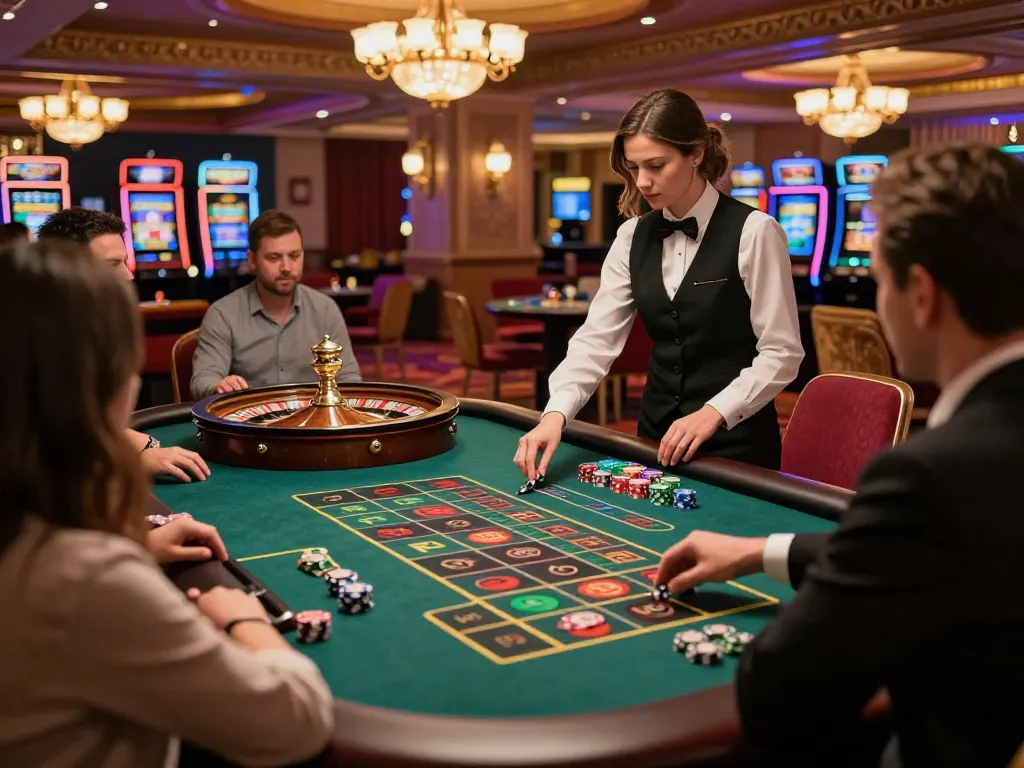 Experience the thrill of placing bets at FC88 roulette table in a vibrant casino atmosphere.