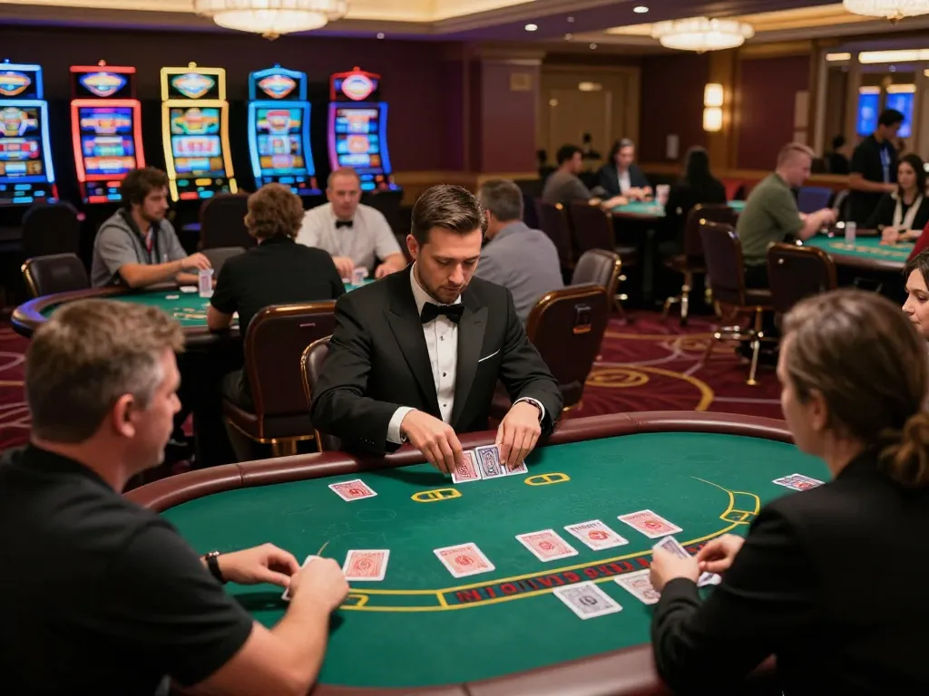 Intense blackjack gameplay at a luxurious casino showcasing Da88 strategies for winning hands.