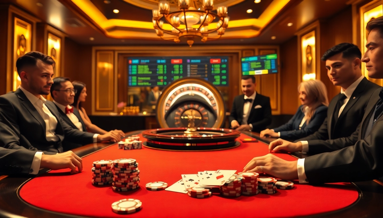 Engage with the excitement of Nhà cái oxbet at a luxury casino poker table with chips and cards.