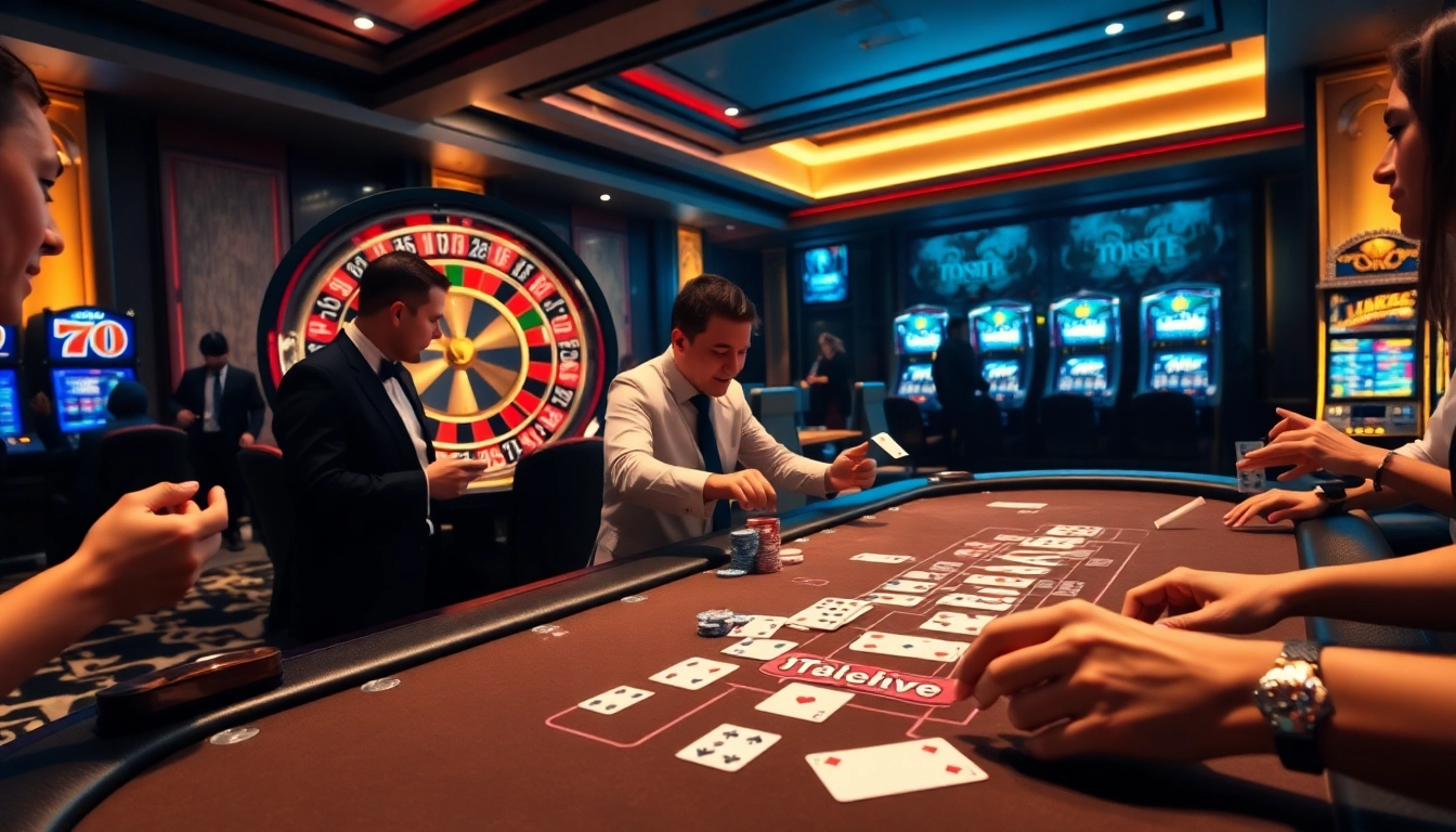 Experience excitement at https://11bett.one/ with lively casino action, showcasing a glamorous blackjack table and roulette wheel.