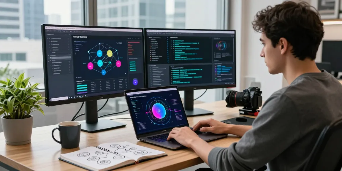 Engaged developer optimizing bungeeexchange cross-chain transactions in a modern tech workspace with advanced monitoring tools.