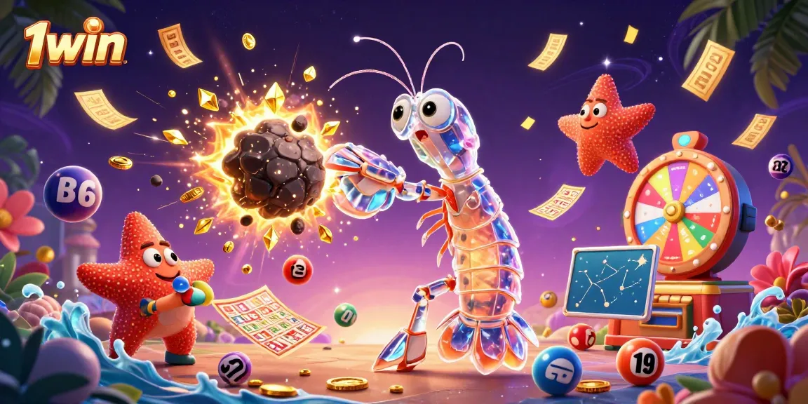 Experience exciting gameplay at 1win with a vibrant 3D digital casino illustration.