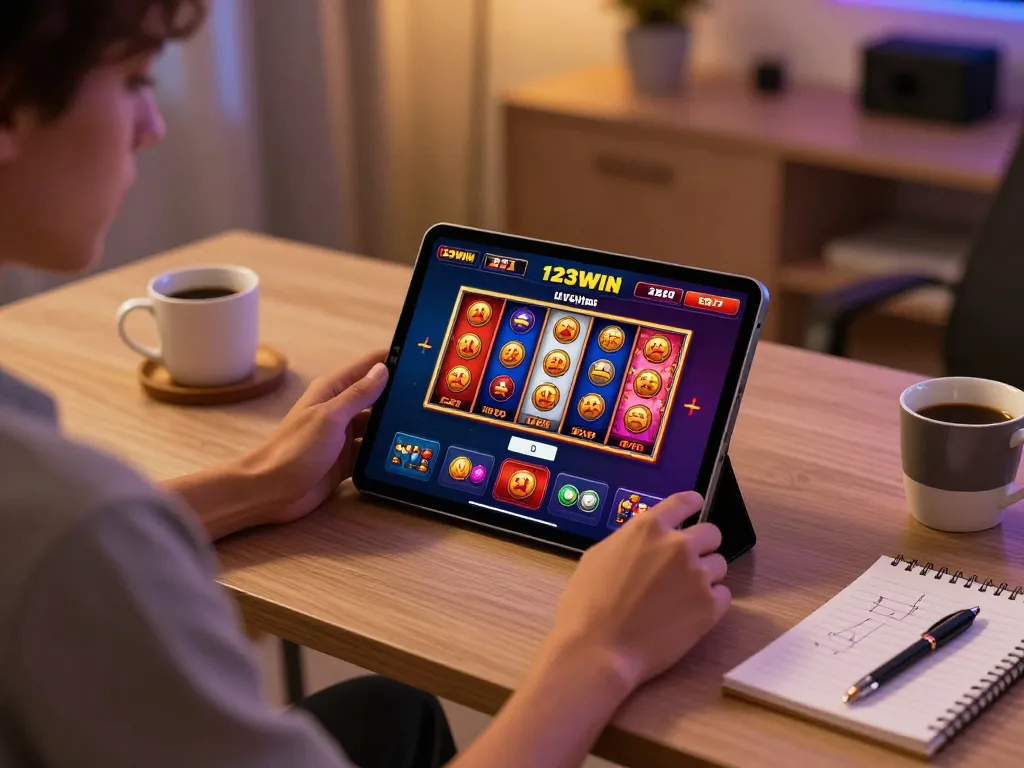 Experience the excitement of 123WIN with engaging online gameplay on a sleek tablet at home