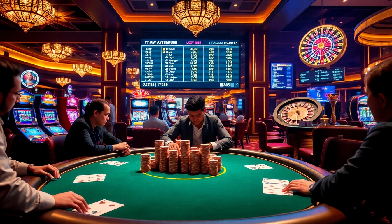Engage in a high-stakes game at TT88's luxurious poker table, surrounded by vibrant casino elements.