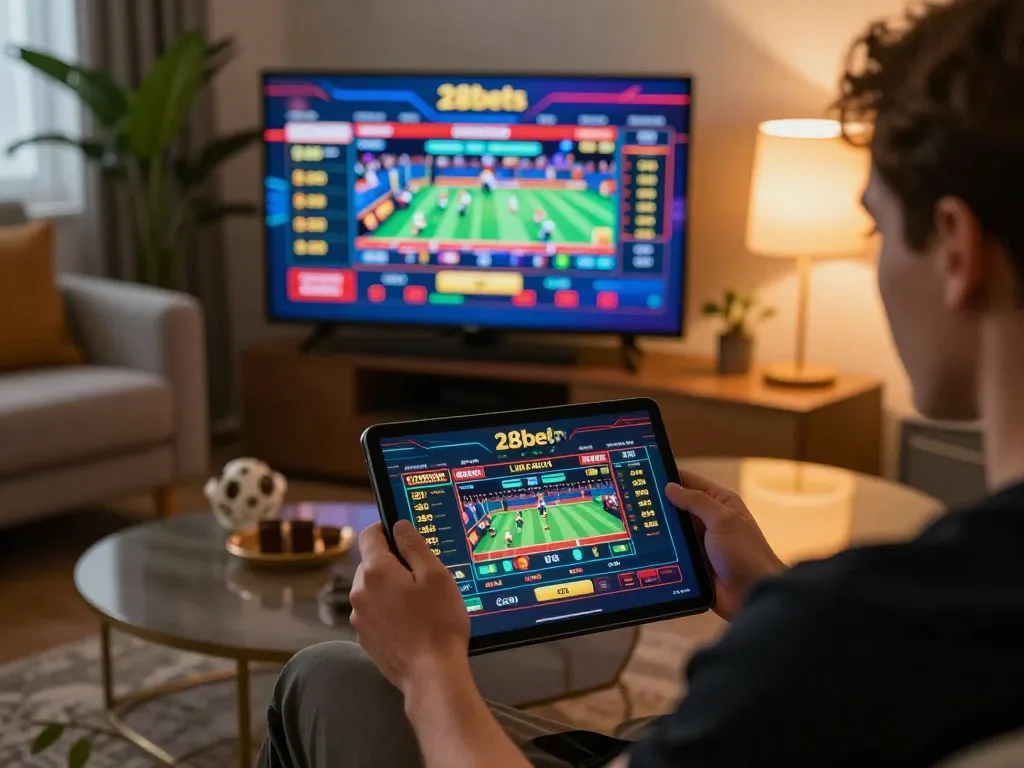Engage in thrilling live sports betting on 28bets with a cozy home setup at your fingertips.