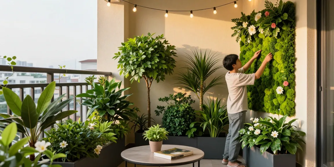 Transformeer uw balkon met de hoogwaardige kunstmatige heggen en planten van Leafely voor een levendige, weelderige sfeer.