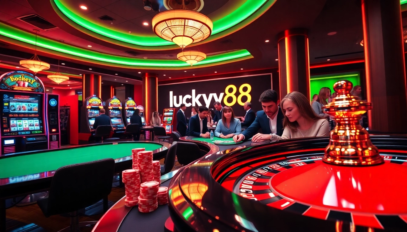 Experience the thrill of lucky88 as players engage in exciting casino games with vibrant atmosphere.
