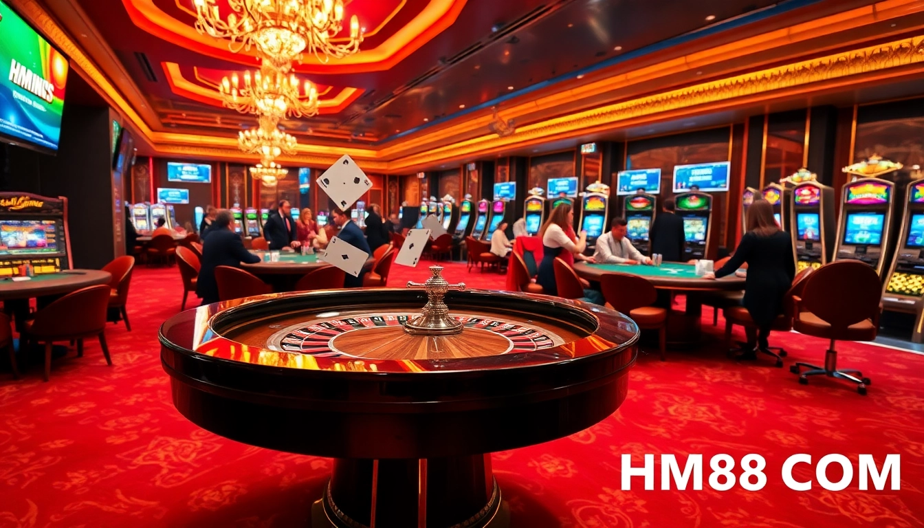 Exciting casino moment featuring HM88 COM roulette table with high-stakes players and vibrant visuals.