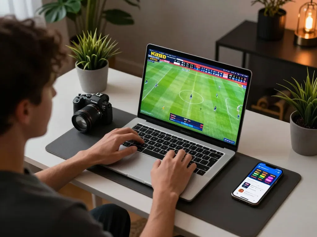 KQBD online gaming setup showing live results on laptop with engaging home environment