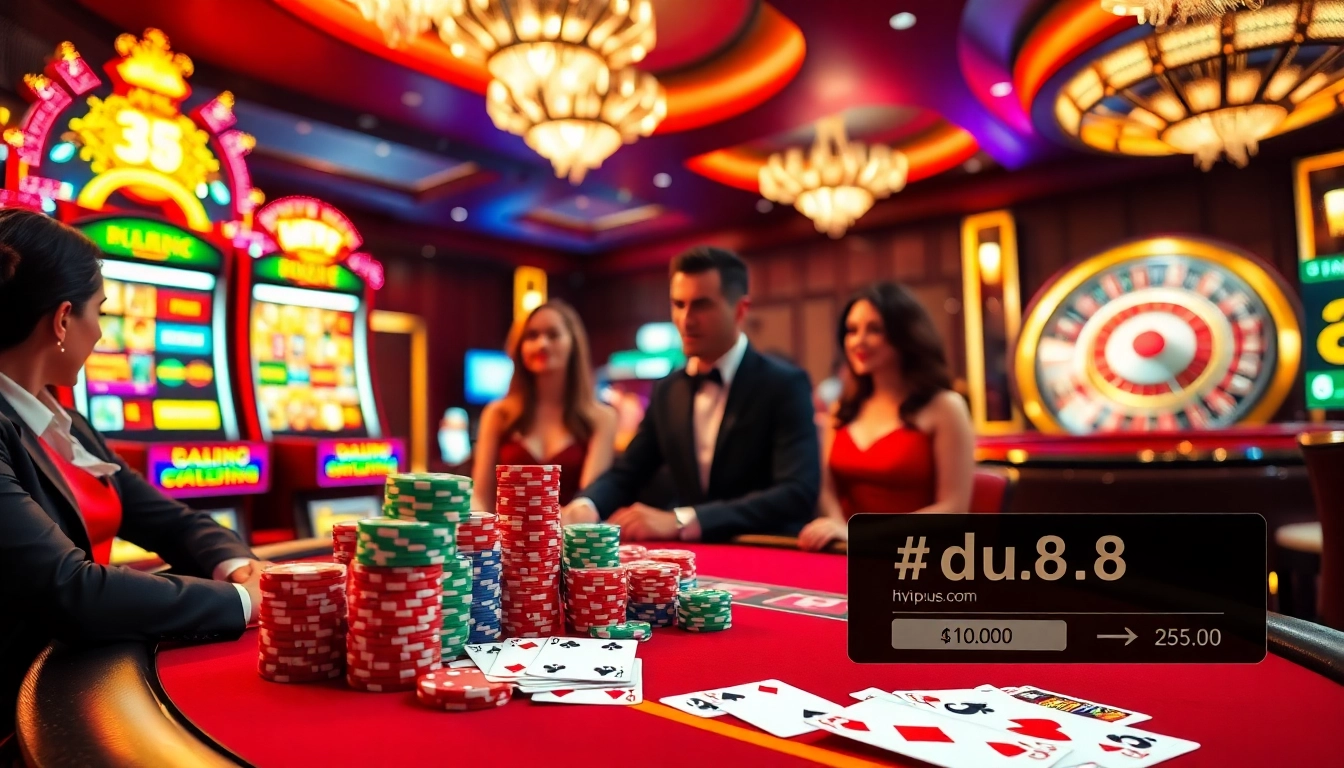 Experience the thrill of winning at https://du88.us.com/ with colorful chips and vibrant casino tables.