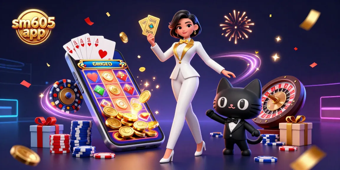 Rasakan permainan mendebarkan dengan aplikasi SM605 yang menampilkan permainan slot yang hidup dan kegembiraan kasino.