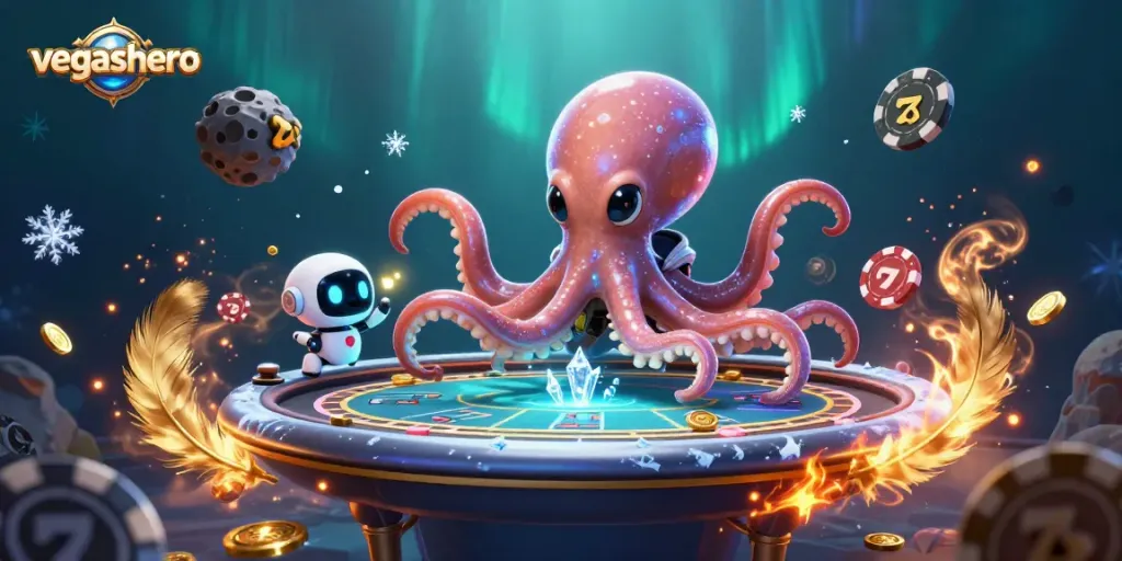 Experience the thrill of VegasHero with vibrant slot reels and alien gameplay.