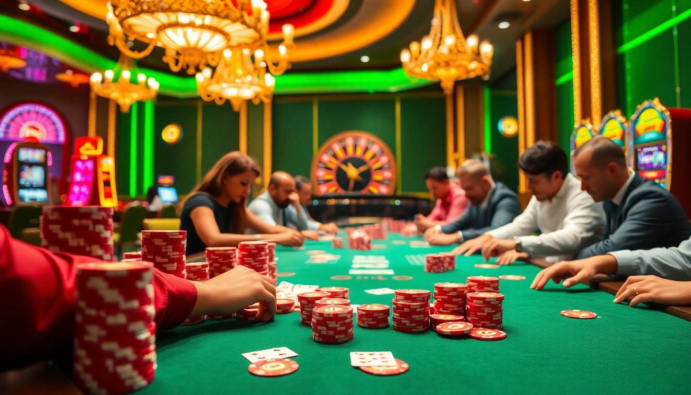 Experience the excitement of high-stakes poker at https://fb88j.com/, with vibrant chips and focused players.