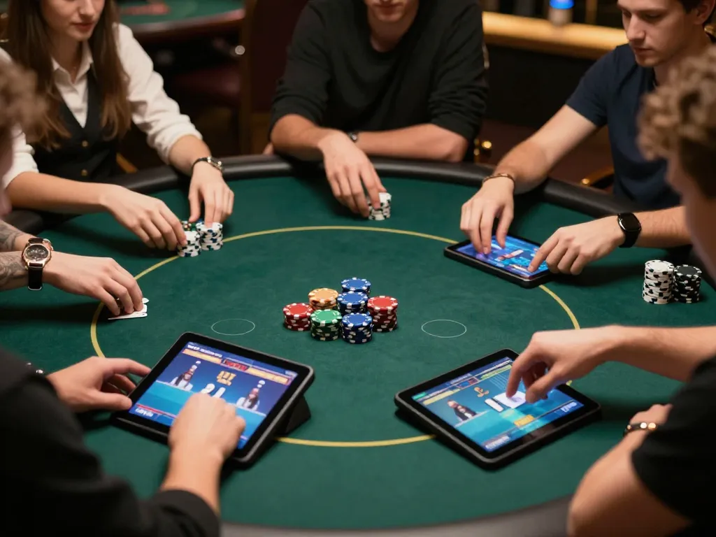 Players strategizing during an online poker game at Jun88 casino, showcasing the excitement and adrenaline of virtual betting.