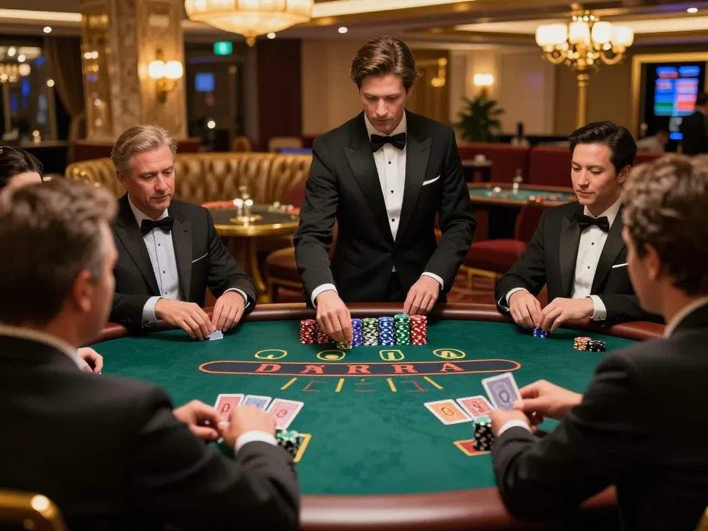 Winning moment at a blackjack table in a luxury casino, showcasing 23 win strategy in action.