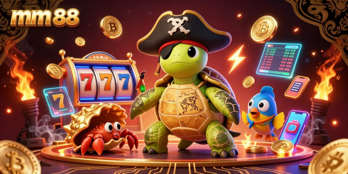 Engage in thrilling mm 88 gaming with a vibrant pirate-themed casino illustration showcasing characters and digital treasures.