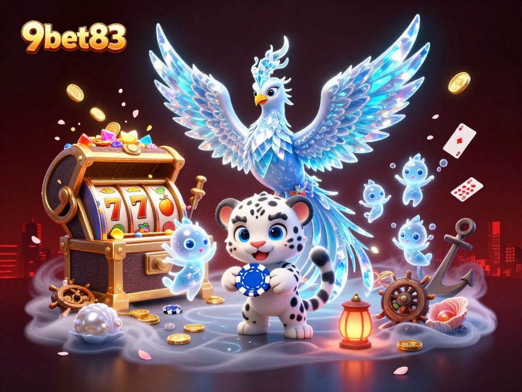 Engage with 9bet83's immersive casino experience, featuring colorful slots and dazzling characters.