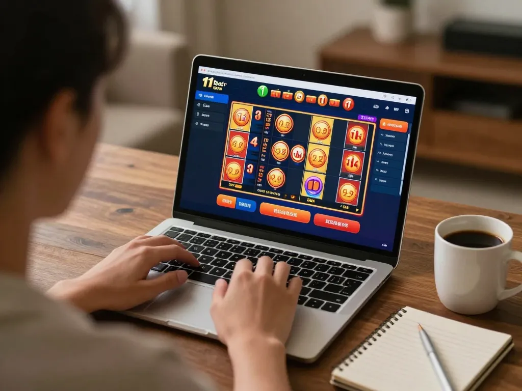 Engaging with 11 bet xổ số while playing online casino games in a cozy home setting