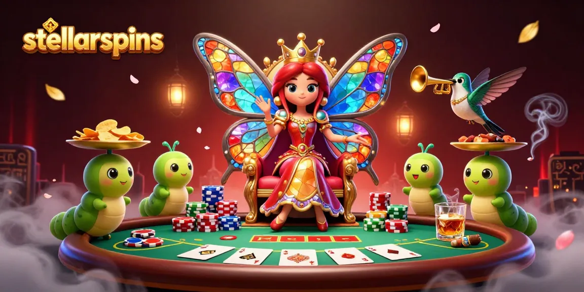 Experience stellarspins at an animated casino scene with vibrant characters and game elements.