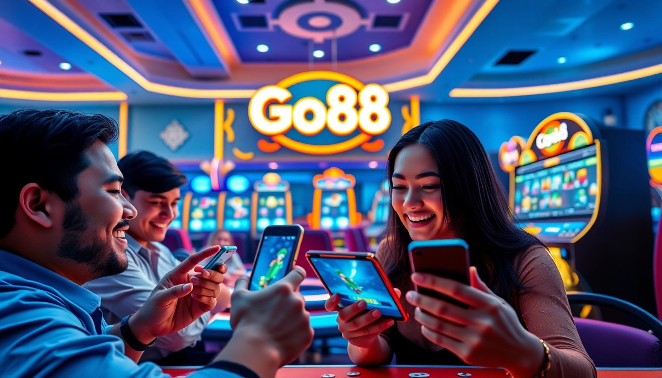 Exciting online gaming experience at Go88 featuring players enjoying card games.