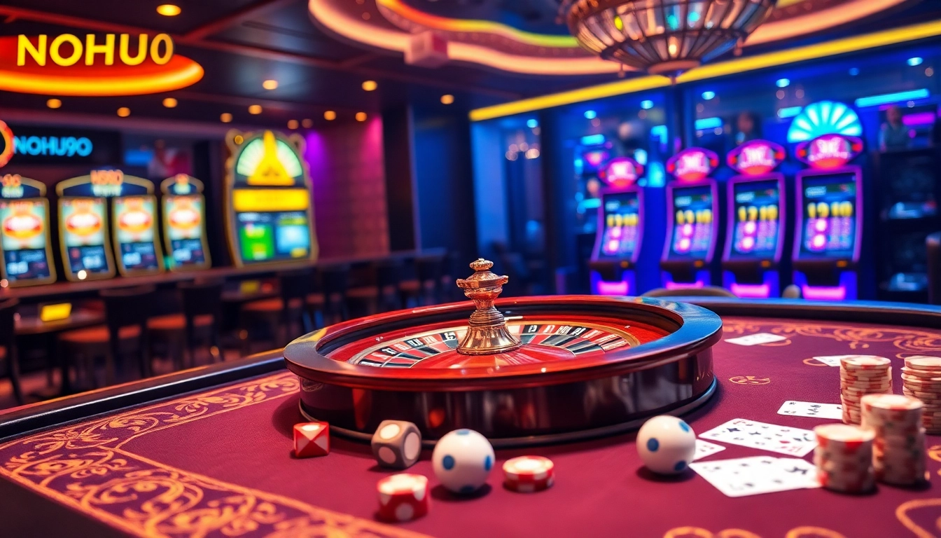 Experience the thrill of playing at NOHU90 with vibrant casino games, roulette, and slot machines.