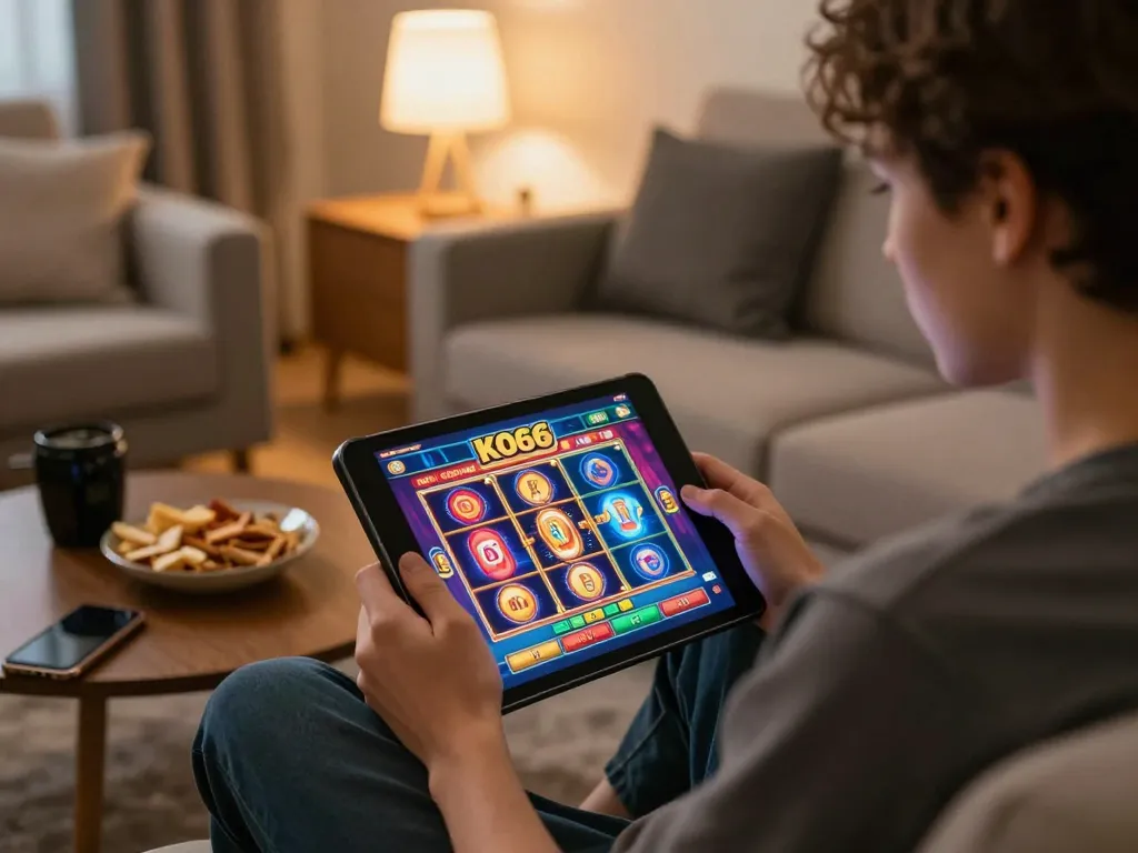 Trải nghiệm gameplay hấp dẫn trên ứng dụng KO66 với giao diện máy slot sống động.
