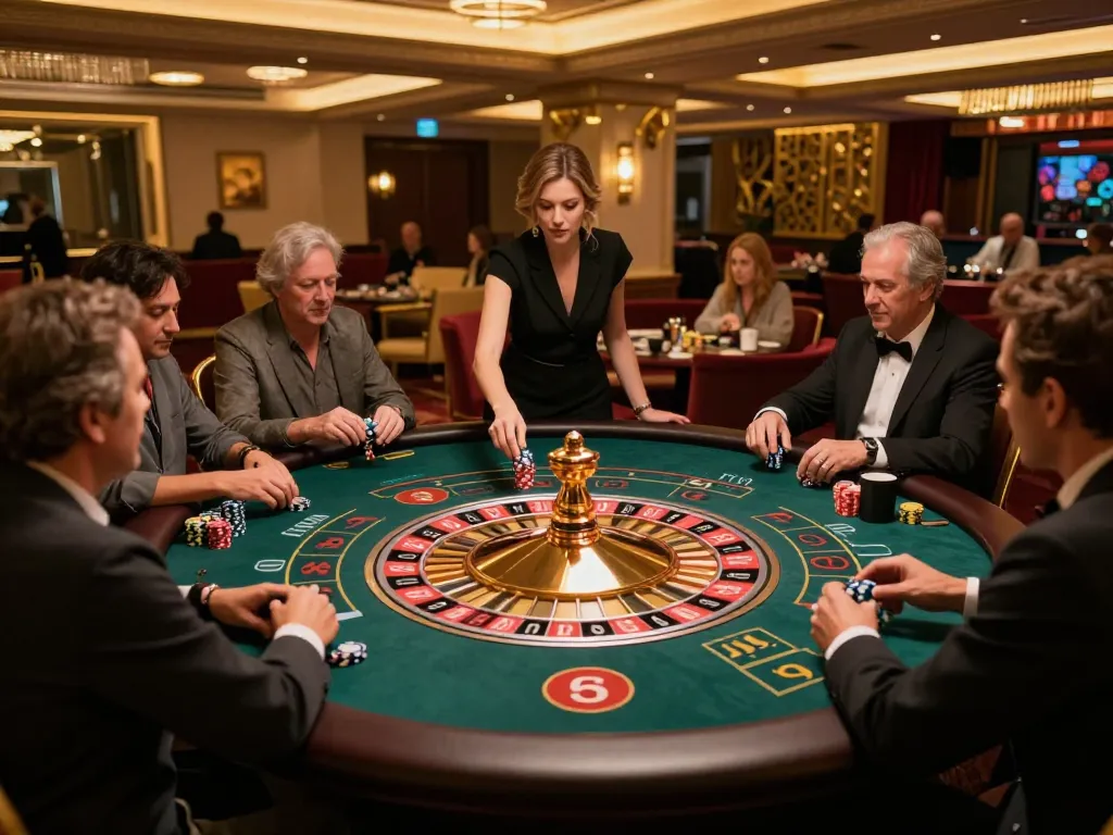 Players placing bets at a lively roulette table, showcasing excitement on uu88 com.