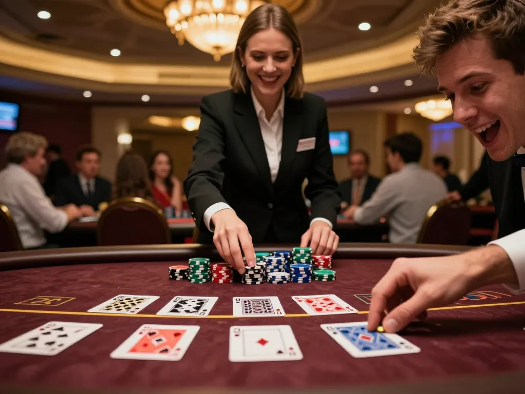 Player celebrating a win at me99 blackjack table showcasing strategic gameplay.