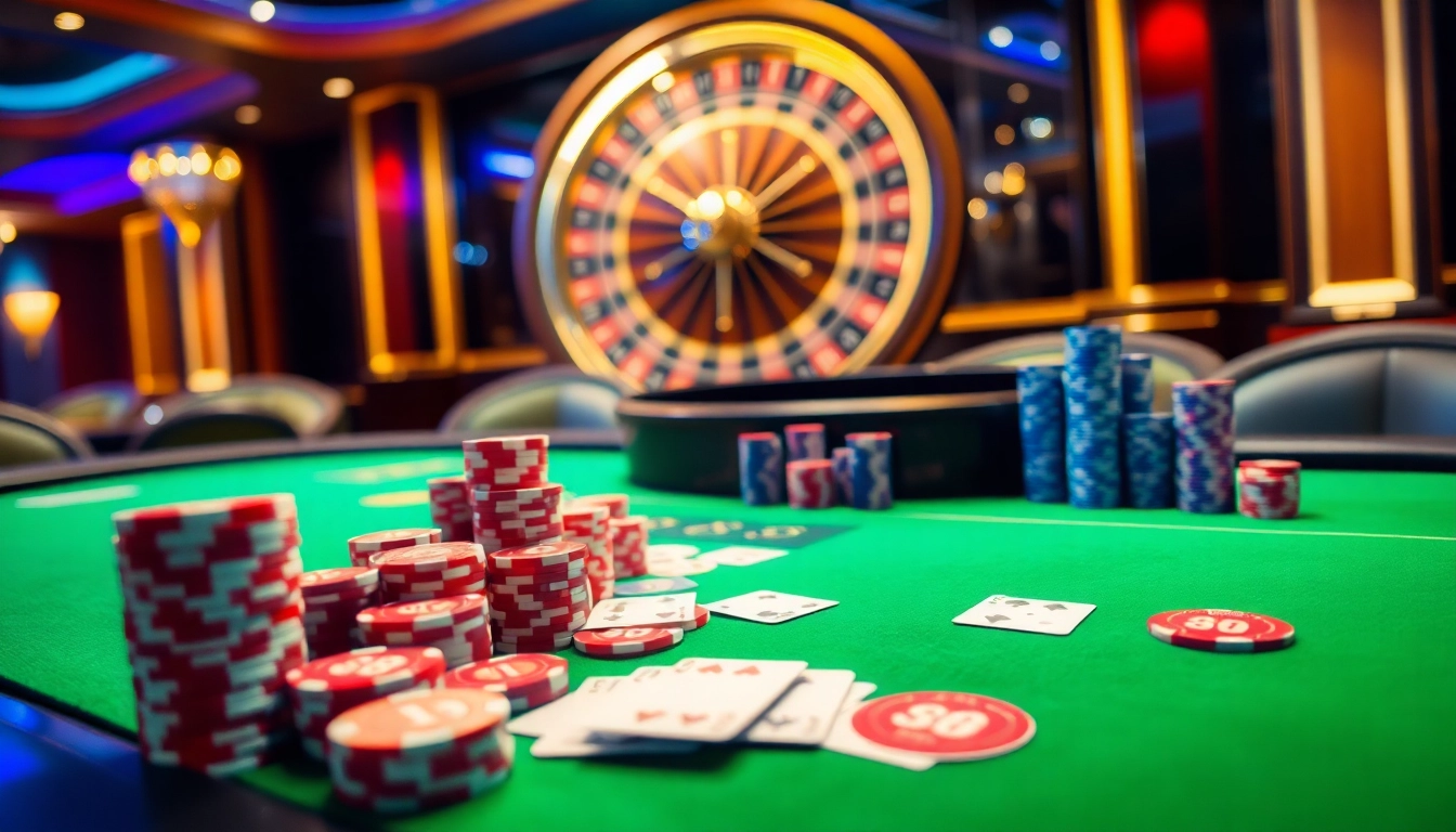 Experience high-stakes poker action at Bin88 casino with vibrant chips and cards.