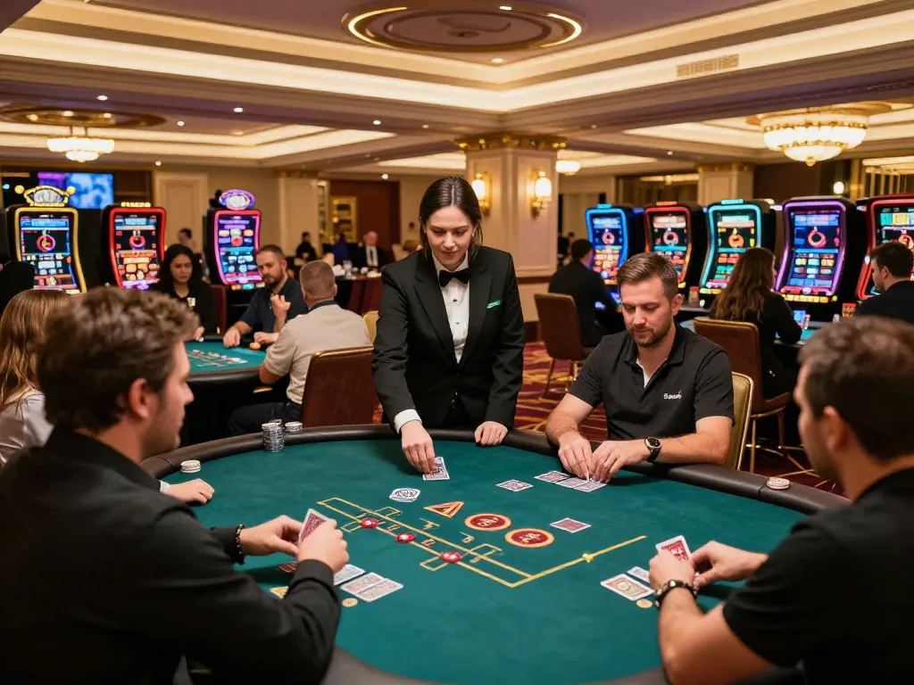 Players enjoying a thrilling game at TA88 casino, showcasing excitement and luxury.