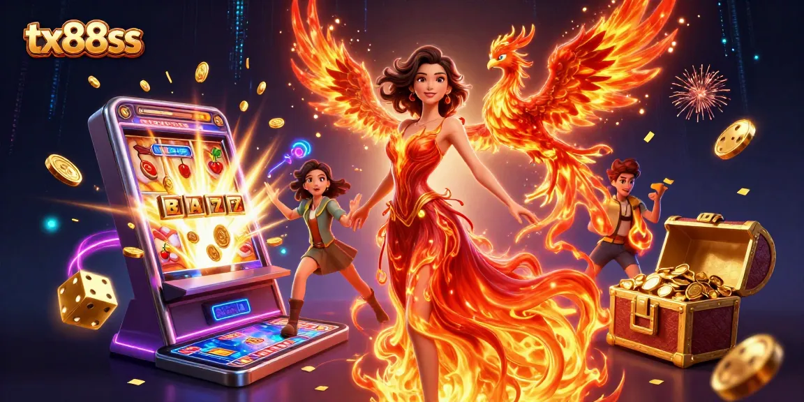 Experience the thrilling world of tx88ss casino with an Asian avatar surrounded by dynamic slot games.
