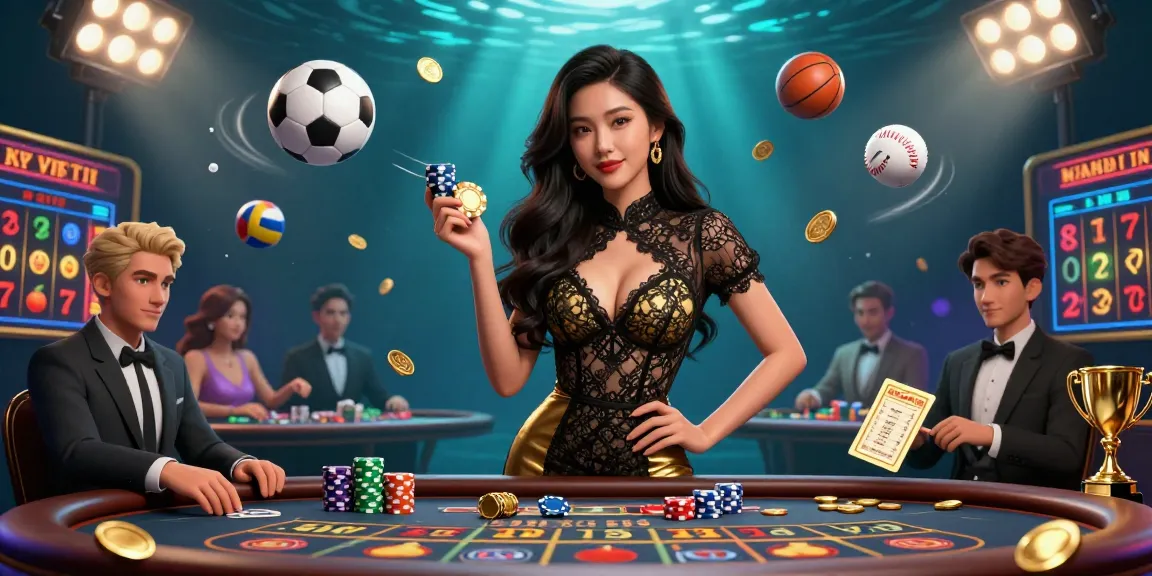 Experience an immersive online casino atmosphere with a confident woman at a VIP table, surrounded by gaming elements.
