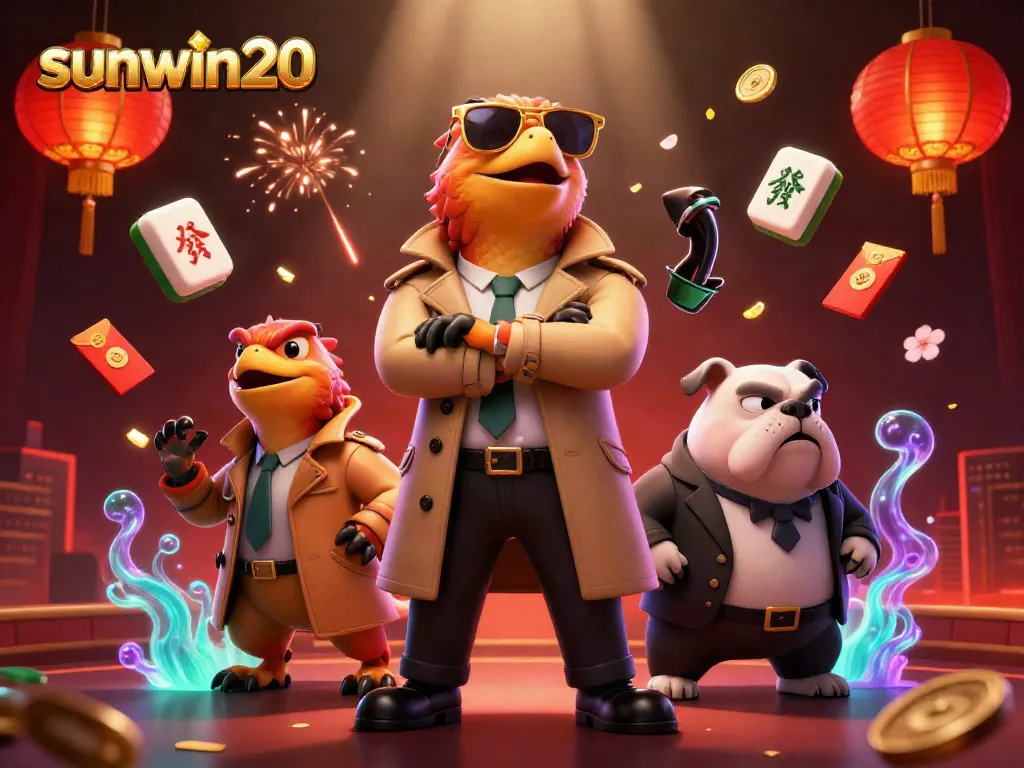 Experience the excitement of sunwin20 with raptors and casino fun in this vibrant illustration.