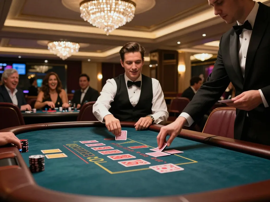 Engage with CODE VUA88 at an upscale blackjack table, placing bets in a luxurious casino setting.