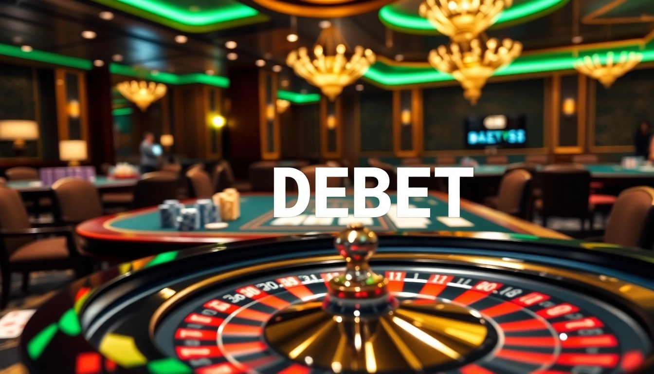 Experience the thrill of gambling at DEBET's luxurious casino with vibrant tables and exciting games.