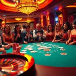 Players engaged in an exciting game at a luxury casino table with VB88 poker chips prominently displayed.