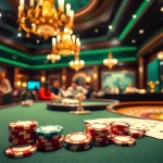 Play poker at a luxurious casino with thrilling 11WIN chips, cards, and roulette wheel.