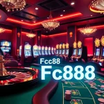 A vibrant casino scene showcasing players at roulette and poker tables, embodying Trang chủ Fc88 excitement.