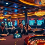 Players enjoying a thrilling poker game at sin88 casino, immersed in a luxurious atmosphere.
