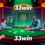 Players enjoying an exciting game at the luxurious 33win casino, featuring poker, roulette, and vivid slot machines.
