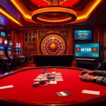 Experience high-stakes gaming at SKY88 casino, featuring thrilling poker tables and vibrant slot machines.