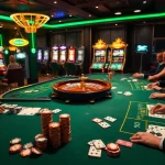 Experience the thrill of high-stakes gaming at Du88.ad with luxurious casino tables and vibrant atmosphere.