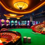 Experience excitement at SOIBET casino with a luxurious poker table and online gaming interface.